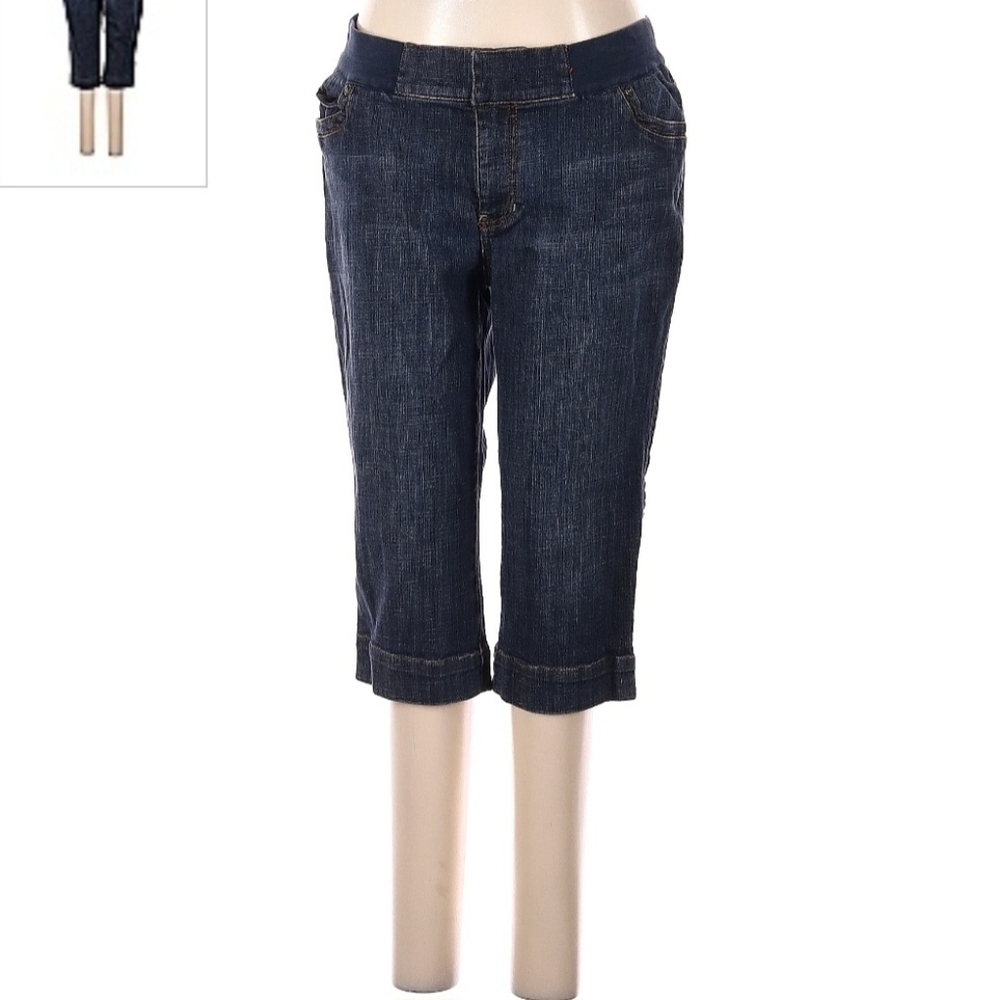 A.N.A. Maternity Cropped Blue Denim Jeans Low Panel Stretch Women's Small S EUC